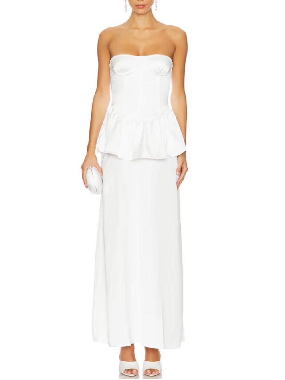 NWT WeWoreWhat Strapless Corset Peplum Maxi Dress